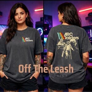 ARC Raiders Retro Gaming Graphic Tee - Charcoal with Rainbow Logo